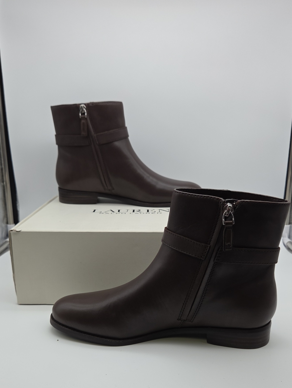 Lauren Ralph Lauren Dark Brown Leather Ankle Boots